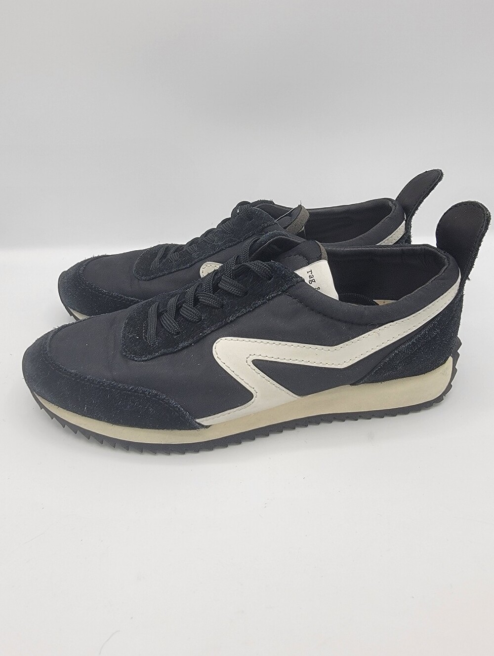 Rag & Bone Women's Black Casual Runner Sneakers with White Accent - Picture 5 of 9